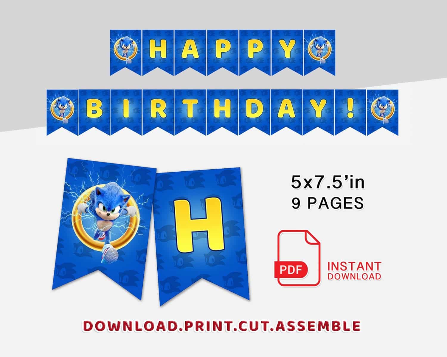 Sonic Happy Birthday Banner Diy