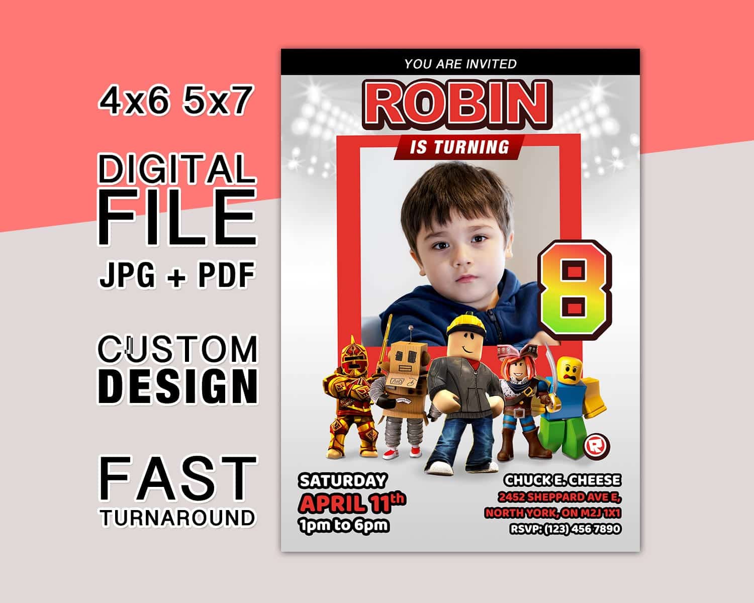 Free Printable ROBLOX Invitation Template  Templates printable free, Free  printable invitations templates, Roblox